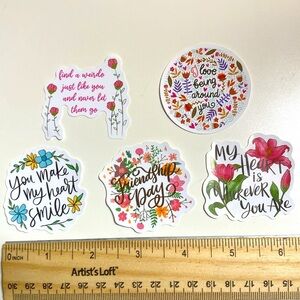 10/$10 or $1 BUNDLE: 5‎ Flowery Love Messages Vibes Stickers WATERPROOF! ♥️ 🌻🌼